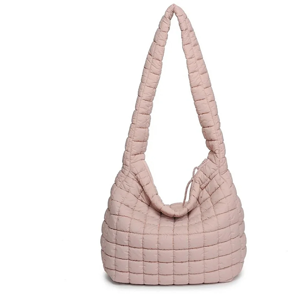 Leda Extra Large Quilted Nylon Hobo Bag Urban Expressions Rose NWT$120 Soldout!